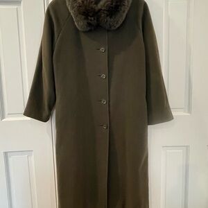 Mallia - Virgin Wool & Cashmere Blend Coat Olive Green Women’s Size 14